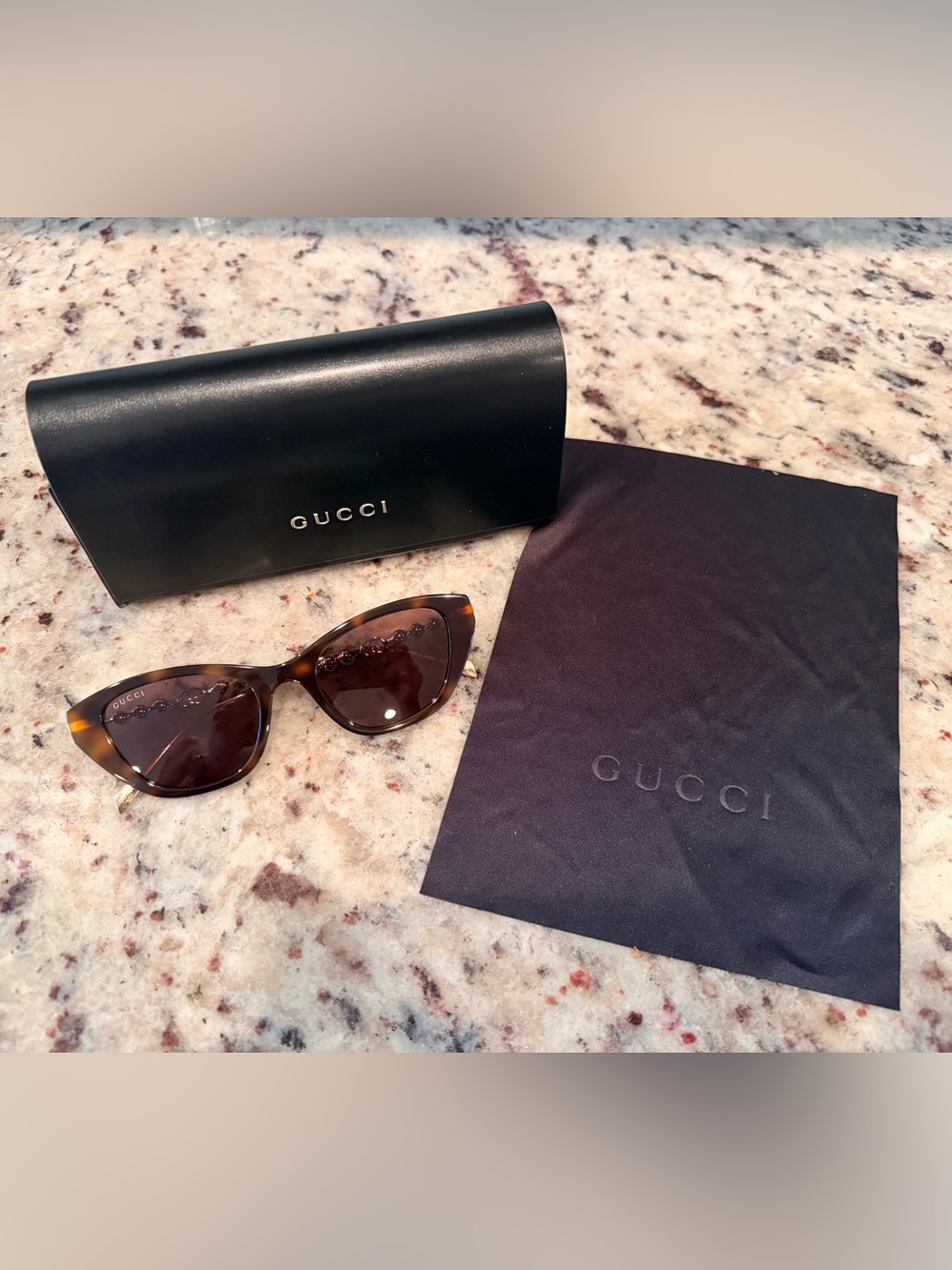 NEW Gucci Tortoiseshell Frame Sunglasses from Pearl and Strass Collection